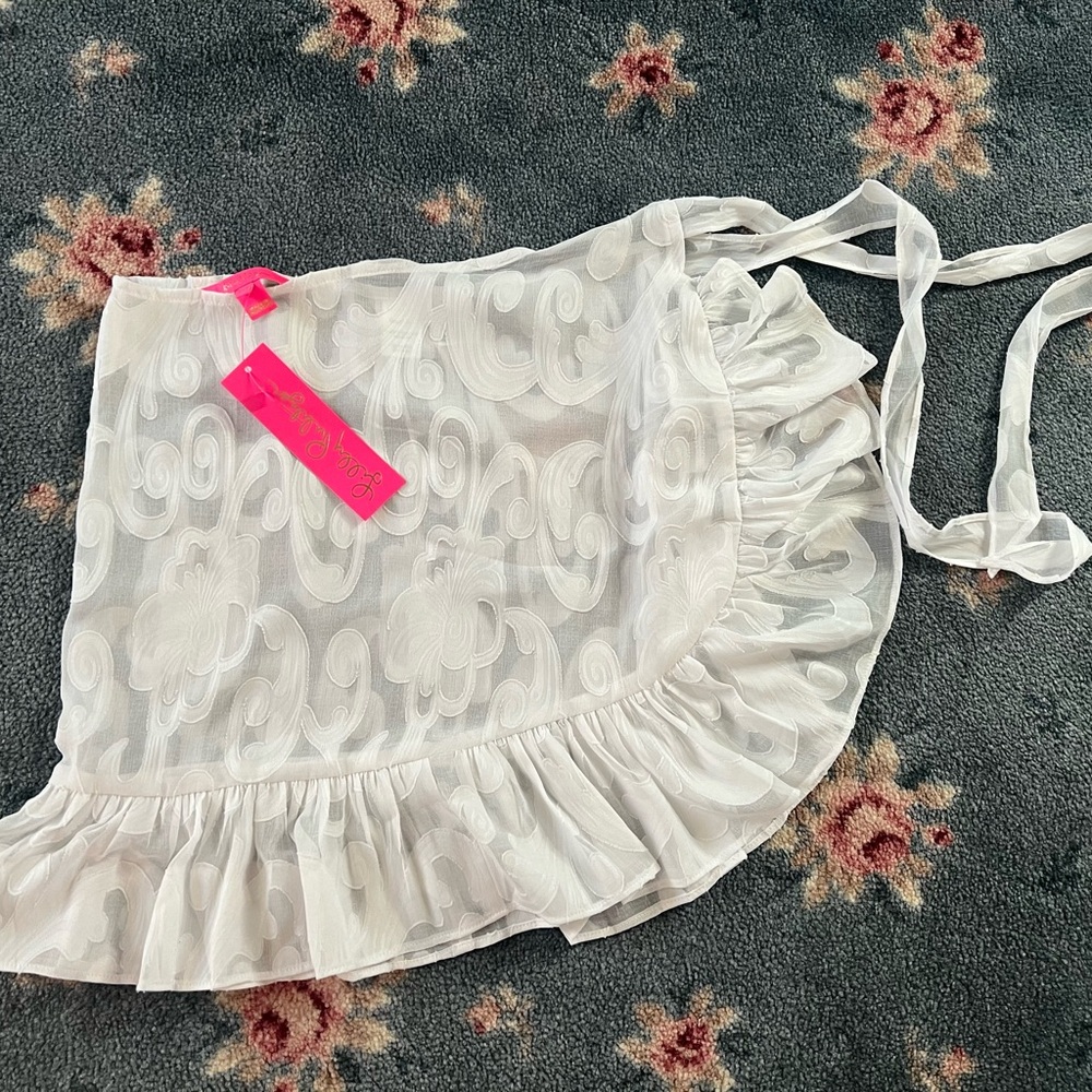Lilly Pulitzer White Sheer Ruffled Mini Skirt/ Bikini Cover Up